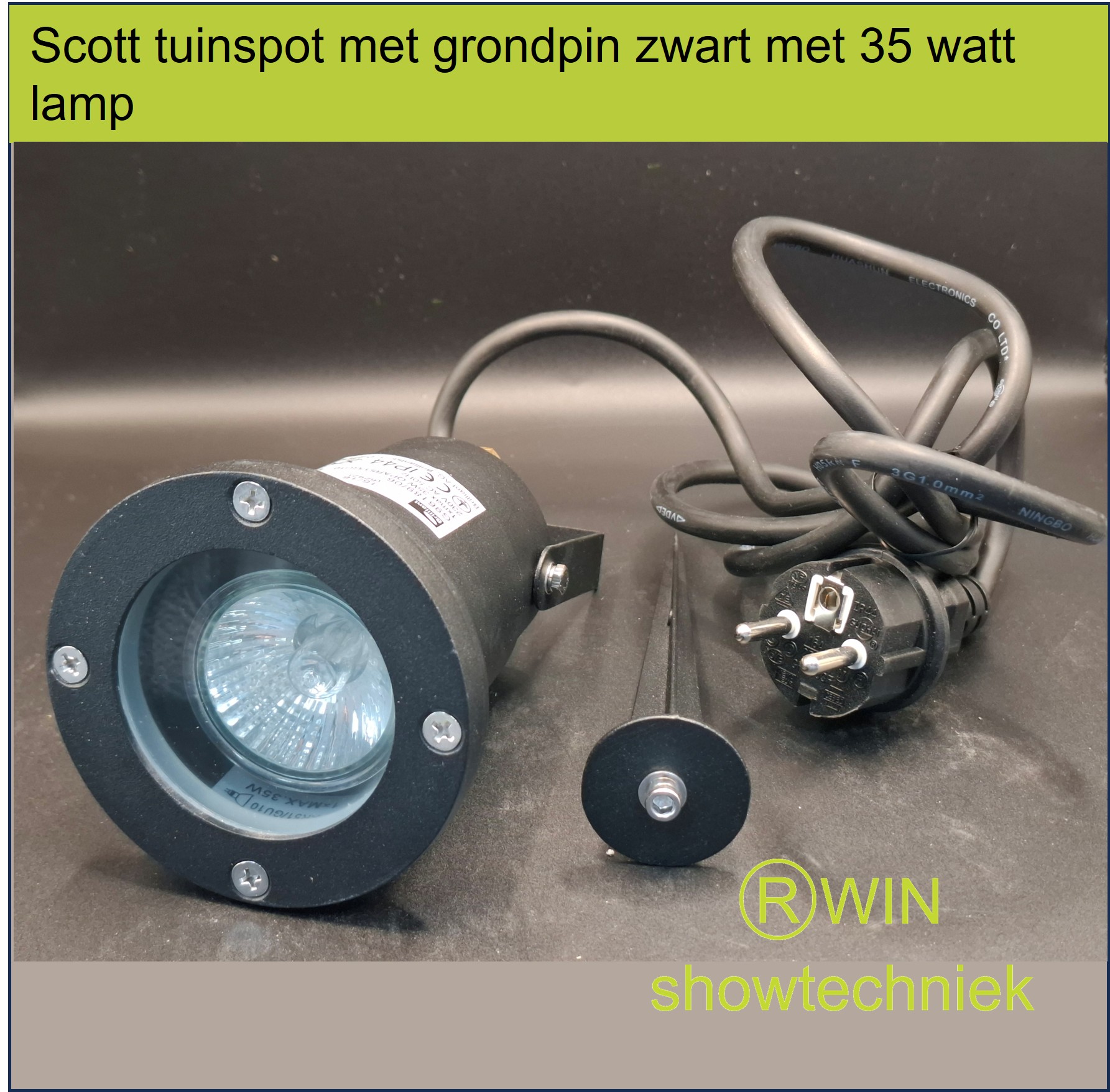 Scott tuinspot met grondpin zwart met 35 watt lamp
