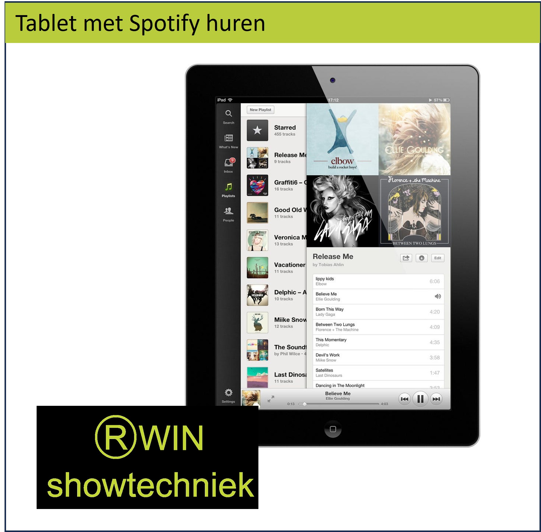 Tablet met Spotify Premium en TP-Link Huren