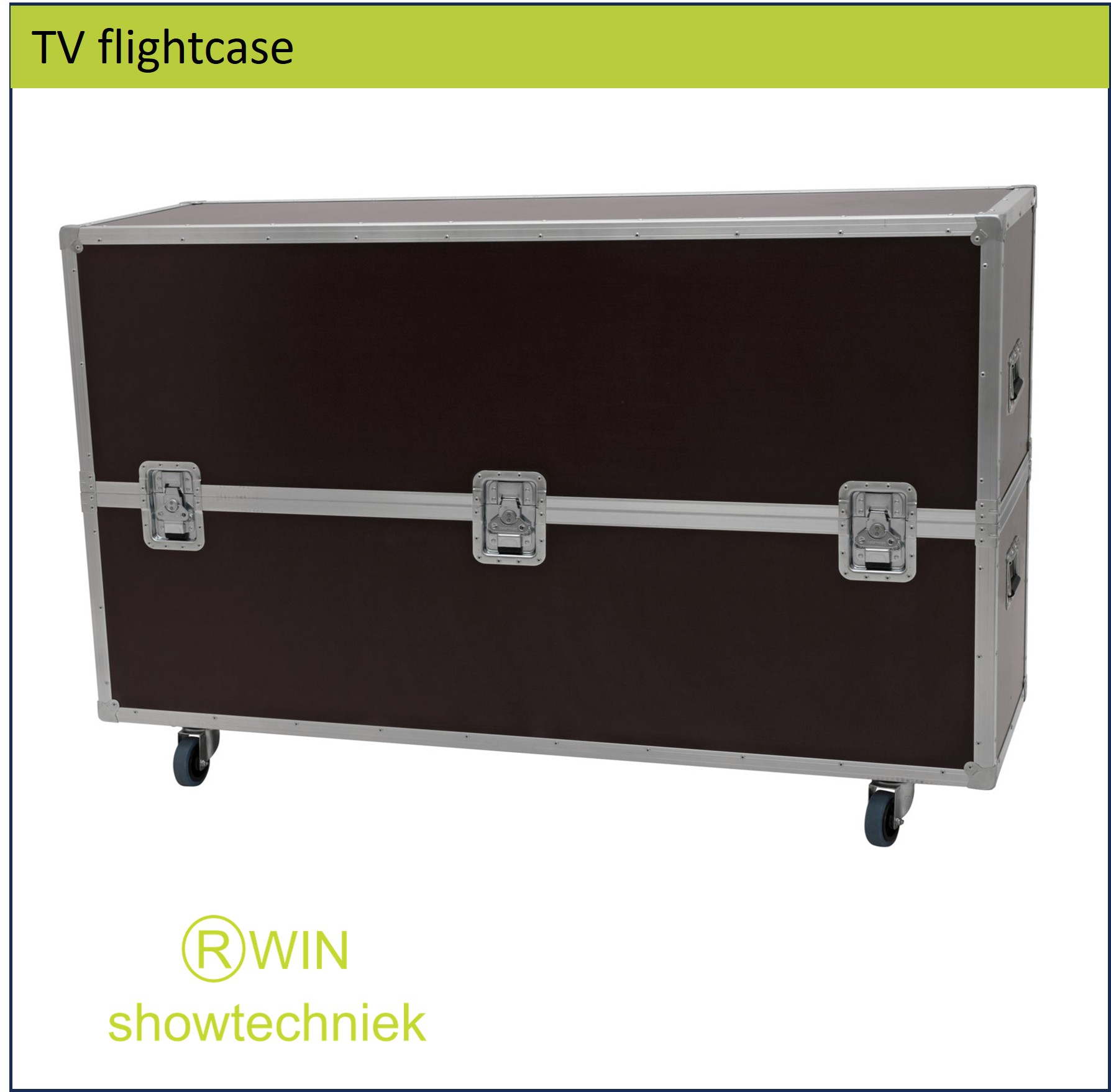 TV flightcase 75inch 2stuks op wielen Phenolic Plywood Donkerbruin Betonplex