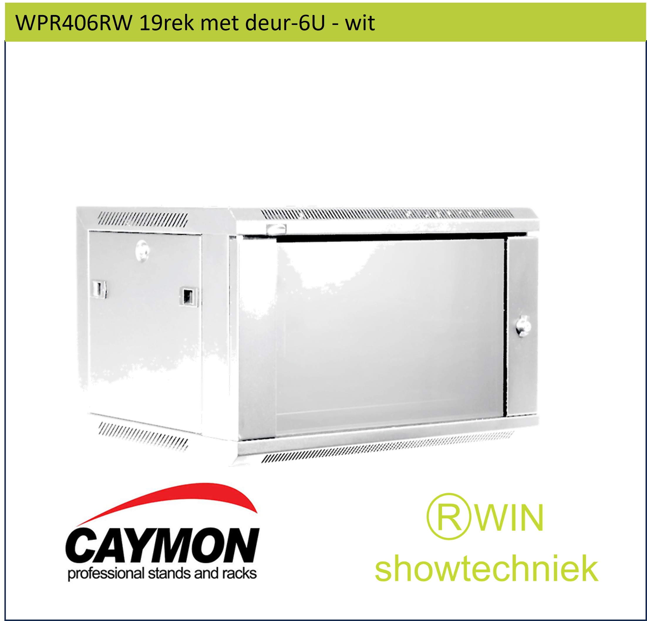 Serverrek wit 6U hoog 45cm diep met deur WPR406W